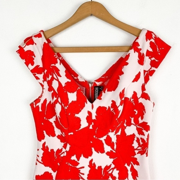 Yoana Baraschi Red Floral Body-Con Formal Cocktail Dress Sz 6 - Picture 3 of 9
